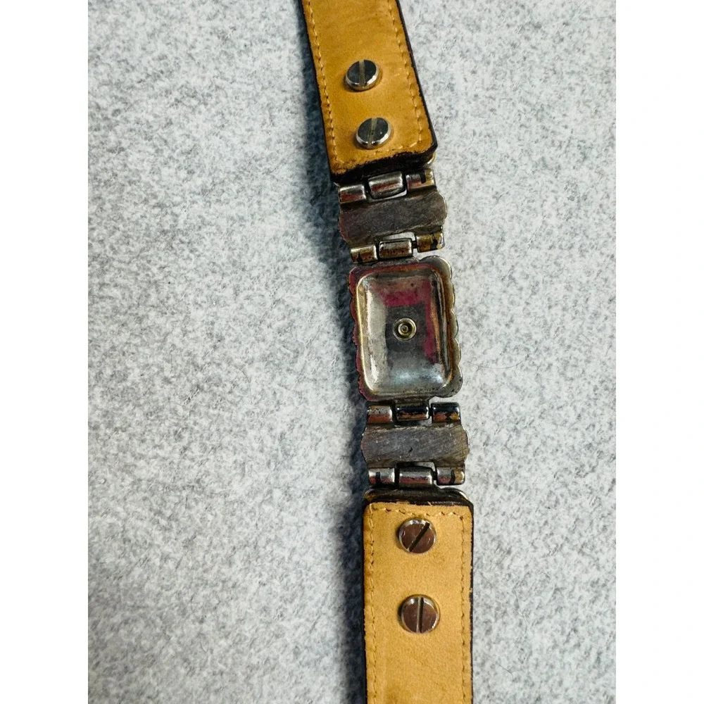 Brighton Belt Womens Small‎ Brown Croc Embossed Leather Mixed Metal S 44209